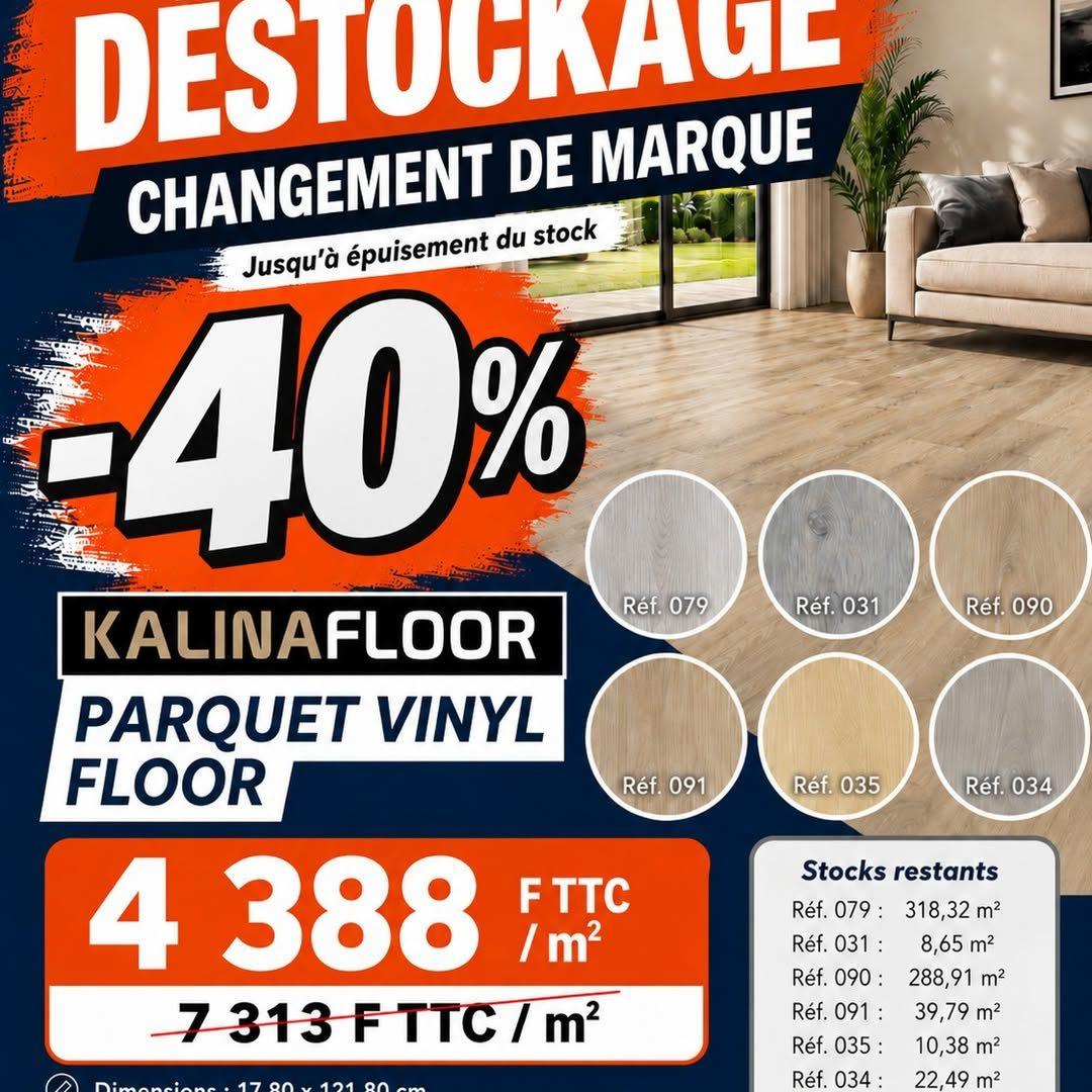Déstockage parquet vinyle Kalinafloor à 4 388 F TTC le m² au lieu de 7 313 F